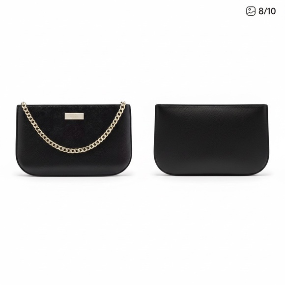 kate spade Handbags - Kate Spade Kenzie Lilly Black Pochette Saffiano PVC Removable Strap